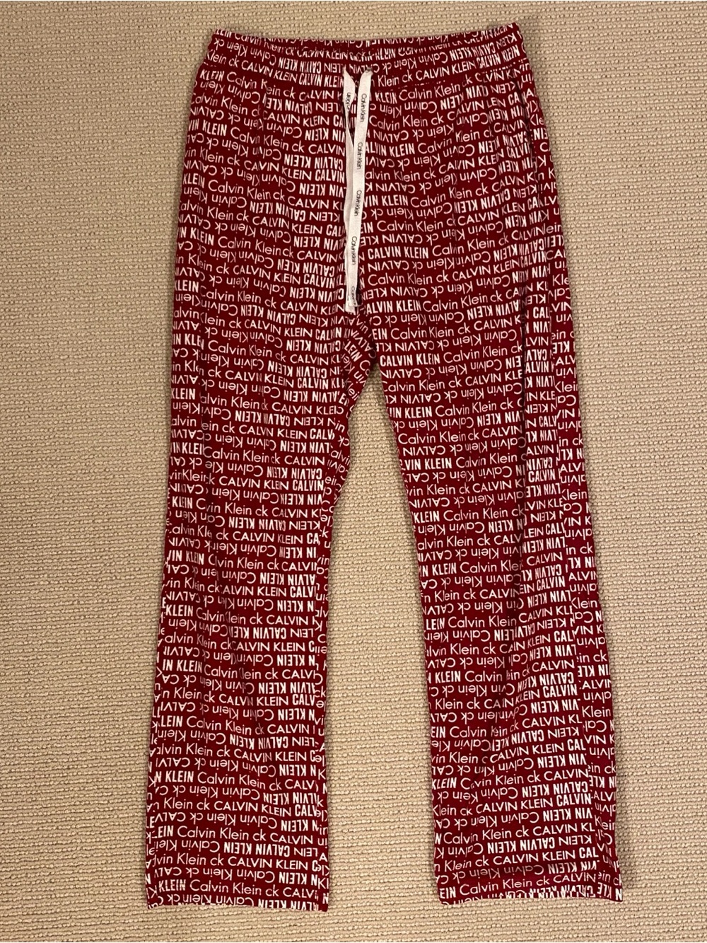 Calvin Klein Red Logo Print Pajama Pants